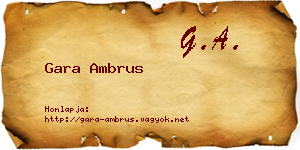 Gara Ambrus névjegykártya
